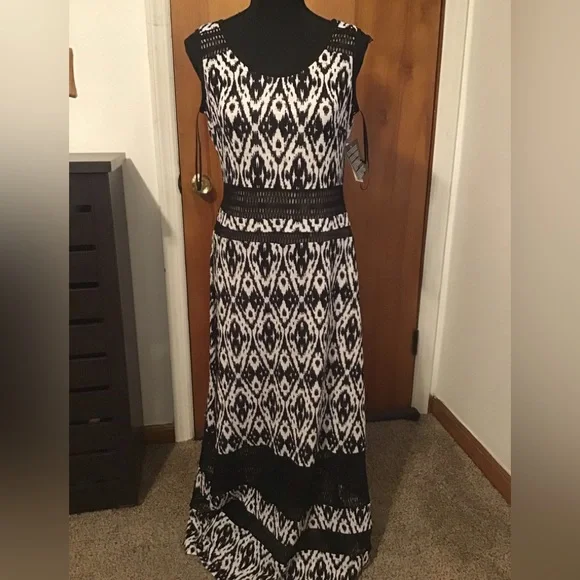 nine west dresses black and white Berylove Women A Line Graduation Dress Black White Polka Dot V-Neck Midi  Party Dress